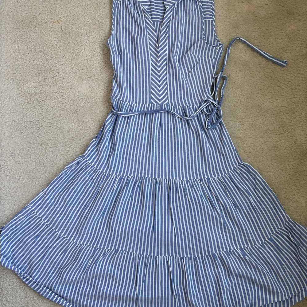 Monteau Blue and White Ruffled Tiered Sundress